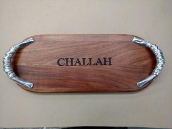 Wooden Challah Plate in English