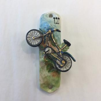 Bicycle Mezuzah - Painted Porcelain