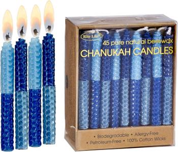 Natural Beeswax Chanukah Candles-Blue