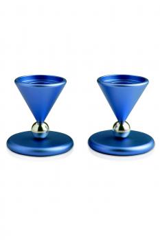 Blue Anodized Aluminum Candle Holders