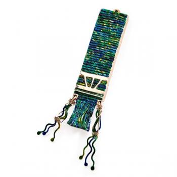 Talit Mezuzah Bronze with Blue and Greens