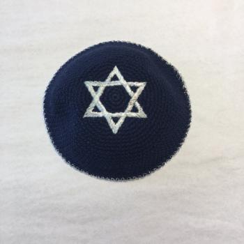 Elegant Blue and Silver Star Kippah