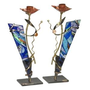 Geometric Candle Holders - Glass, Steel, and Copper