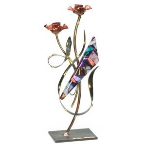 Flowering Candle Holders - Glass, Steel, and Copper