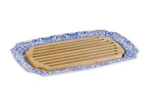 Spode Lace Challah Plate - Wood and Ceramic