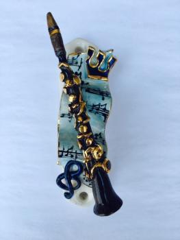 Clarinet Mezuzah - Painted Porcelain