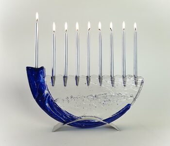 Blue Shofar Menorah