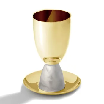 Coluna Kiddush Cup - Marble & Gold