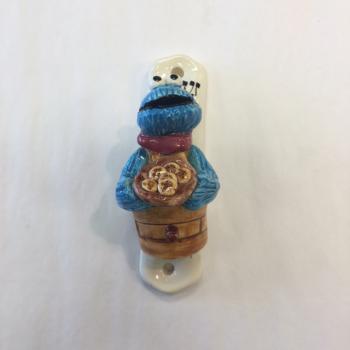 Cookie Monster Mezuzah - Painted Porcelain