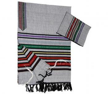 Wool Tallit - Joseph's Coat on Gray