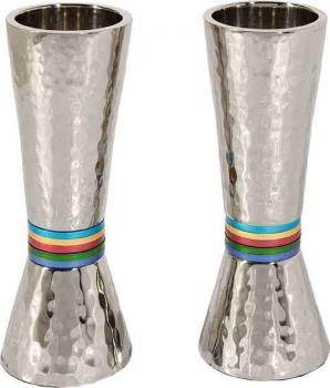 Conical Shaped Hammered Candle Holders--Multi color  Rings