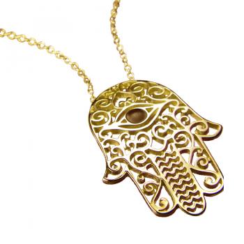 Hamsa with Eye Pendant Gold