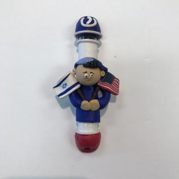 ISRAEL AND AMERICA FLAG MEZUZAH - FIMO CLAY