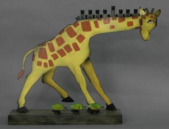  Giraffe Hanukkah Menorah - Metal and Wood