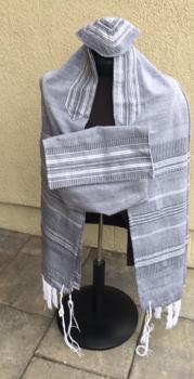 Silk Tallit-Gray with Black and White