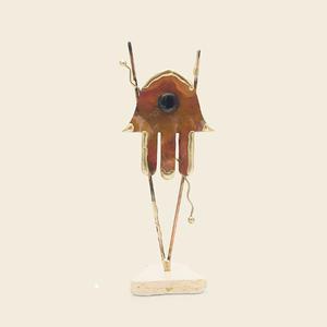 Copper Hamsa Sculpture with Glass Eye - Copper