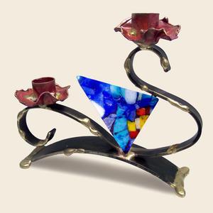 S-Curved Flowering Candle Holders - Glass, Steel, and Copper