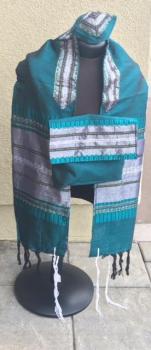 Gabrieli Silk Tallit -Green and Gray