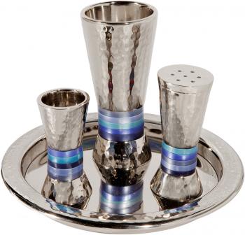 Blue Ring Havdalah Set - Nickel