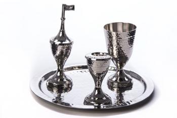 Hammered Havdalah Set - Stainless Steel