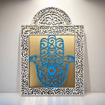 Hamsa (blue on gold) חמסה