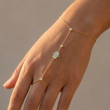 Hamsa Hand Chain — 14k Gold & Diamonds