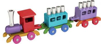 Multicolor Train Menorah - Aluminum