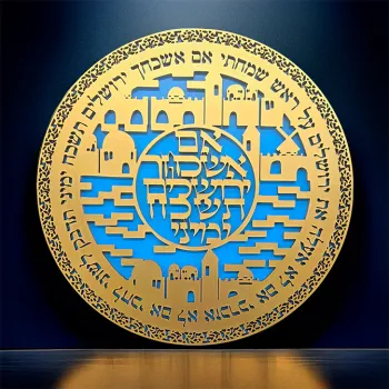 If I Forget You, Jerusalem (gold on blue) אם אשכחך ירושלים