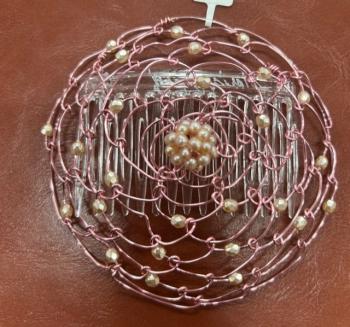 Pink Wire Kepa With Pearls And Crystals