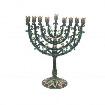 Baroque Menorah - Enamel and Pewter