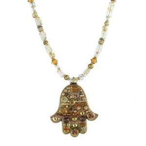 Large Gold Beaded Hamsa - Metal