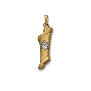 Mezuzah with White Gold Star - Gold