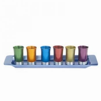 Multicolor Kiddush Cup Set - Anodized Aluminum