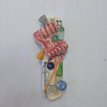 Knitting Mezuzah - Painted Porcelain