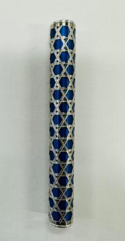 Contemporary Handmade Mezuzah Blue