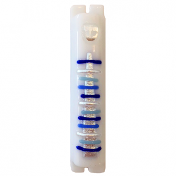 Blue and White Lines Mezuzah