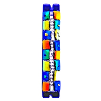 Multi colored Squares Mezuzah