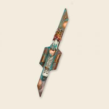 Copper Mezuzah Curled Edges Green Patina