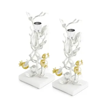 Pomegranate Candle Holders Silver & Gold