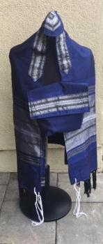 Gabrieli Silk Tallit -Navy and Silver