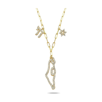 Gold-plated over Sterling Silver Israel Charm Necklace