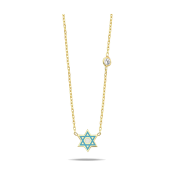 Gold-plated Sterling Silver Enamel Star of David Necklace