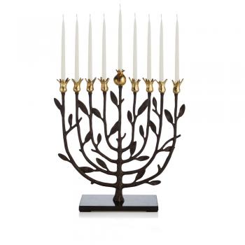 Pomegranate Menorah - Goldtone