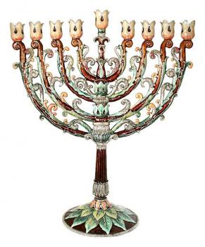 Menorah Baroque Green-Silver MEN06A by Quest Gifts