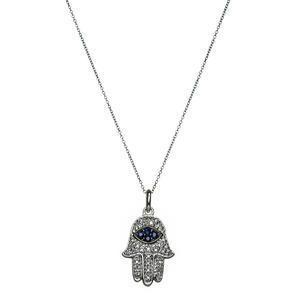 Hamsa with Diamonds and Sapphires - Gold