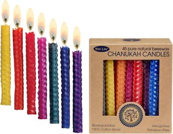 Natural Beeswax Chanukah Candles-Rainbow