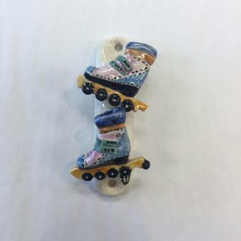 Roller Skates Mezuzah - Painted Porcelain