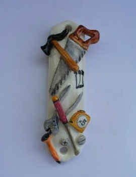 Carpenter Mezuzah - Painted Porcelain