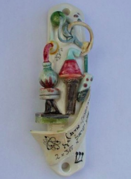 Chemist Mezuzah - Painted Porcelain