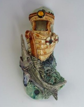 Fishing Boat Mezuzah 2 - Painted Porcelain